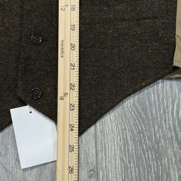 Lands End Canvas 1963 Tweed Wool Vest Brown Size Small Button With Chambray Back - Picture 6 of 8